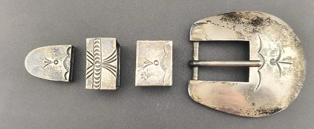 Vintage Navajo Bernice Bonney Sterling Silver 4pc Ranger Buckle Set Unmounted